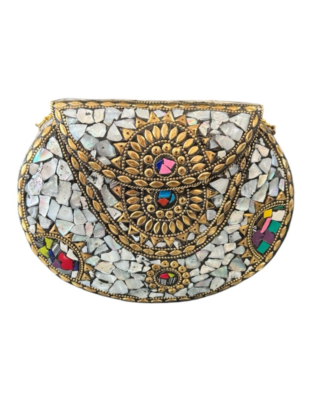 Mother of Pearl Handmade Mosaic Clutch Shoulder Bag